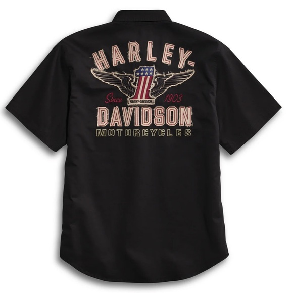 NWT! Men’s Harley-Davidson #1 Woven Short-Sleeve Shirt - Picture 2 of 6
